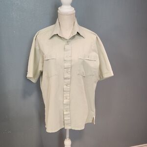 Vintage 90's Idletime Pinstripe Short Sleeve Button Down Shirt Preppy Office